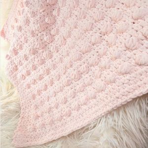 Blush Bobble Baby Blanket Handmade